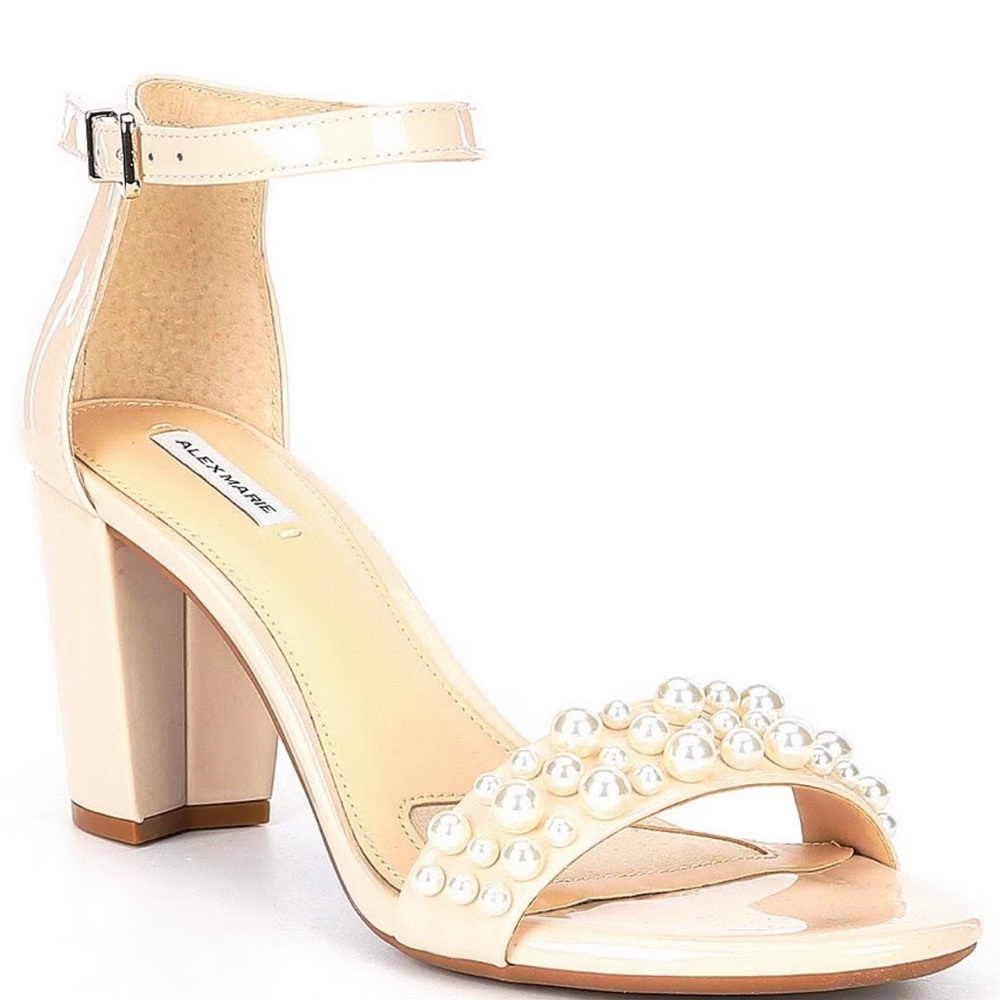 Alex Marie blush heels with pearl detail